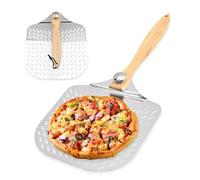 Vlecexs Pala Pizza, Pala para Pizza Perforada, 31 x 63 cm Pala para Pizzas de Aluminio con Mango de Madera Extraíble, Pala de Pizza para Barbacoa, Cocinar Pizzas y Pan