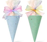 Vlecexs Pastel Bolsas Azúcar Sorpresa Hermanos Hermanas Celebración Regreso Escuela Paquetes Regalos Ceremonia Lazo Escuela Infantil 2 Piezas Azules+Verdes