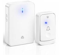 Vlectro Timbre Inalámbrico Extra Fuerte - Pilas con Indicador LED, Larga Alcance, Botón Impermeable, Receptores Enchufables para Personas con Dificultad Auditiva, Hogar u Oficina (Blanco, 1 Receptor)