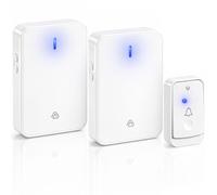 Vlectro Timbre Inalámbrico Extra Fuerte - Pilas con Indicador LED, Larga Alcance, Botón Impermeable, Receptores Enchufables para Personas con Dificultad Auditiva, Hogar u Oficina (Blanco, 2 Receptors)