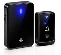 Vlectro Timbre Inalámbrico Extra Fuerte - Pilas con Indicador LED, Larga Alcance, Botón Impermeable, Receptores Enchufables para Personas con Dificultad Auditiva, Hogar u Oficina (Negro, 1 Receptor)