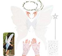 VLEDARLING Alas de Mariposa Brillantes Grande de Niños, Alas de Hada Butterfly Wings para Fiesta Navidad Halloween (Blanco)