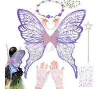 VLEDARLING Alas de Mariposa Brillantes Grande de Niños, Alas de Hada Butterfly Wings para Fiesta Navidad Halloween (Morado)