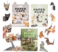 VLEDARLING Kit de Origami, Diy Paper Cats Craft Kit, 50 Hojas Gatos/Perro/Dinosaurio de papel DIY, Kit Creativo de Manualidades de Animales de Origami(3Piezas)