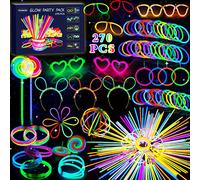 Vleuexe 270PCS Pulseras Luminosas Fluorescentes,Glow Stick barras luminosas para niños Adultos,Pulseras Neon Decoracion Fiestas Bodas Navidad Fiestas Disfraces en la Oscuridad Carnaval Festividad