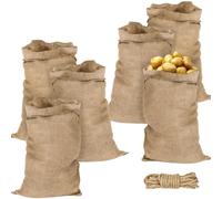 Vleuexe 6 Piezas Saco de yute Grande,Bolsas de Yutede Grandes Dimensiones,Sacos de Yutes,Saco de arpillera,Sacos Yute para Jardinería,Manualidades,Decoración105x 60cm,5 cuerdas de cáñamo selladoras.