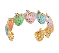 VlHpnpe Pulsera de acero inoxidable ajustable con diseño de fresa vibrante y diseño de goteo, para combinar con tu atuendo diario, accesorio de muñeca para fiesta casual, talla única, como se describe