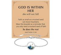 VLIEGEN Pulseras de semillas de mostaza de acero inoxidable Faith Move Mountains, pulsera de regalo, Regular, No es una piedra preciosa