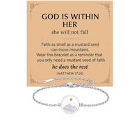 VLIEGEN Pulseras de semillas de mostaza de acero inoxidable Faith Move Mountains, pulsera de regalo, Regular, No es una piedra preciosa