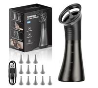VLINGQI Eliminación de cera de oído mejorada con pantalla LED, kit de eliminación de cera de oído, seguro y eficaz, con sistema de recuperación de aguas residuales (negro oscuro)