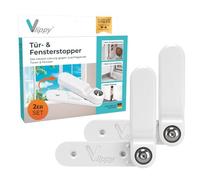Vlippy Tope puertas y ventanas 2 piezas | Evita que las ventanas y puertas se cierren de golpe, finalmente ventilar sin preocupaciones | Fácil montaje sin taladros - simplemente pega, vlippa, listo