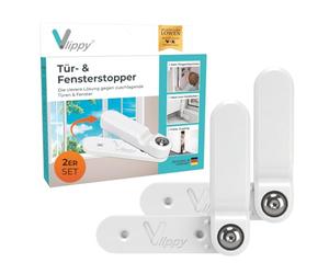 Vlippy Topes para puertas y ventanas 2 unidades | Evita que las ventanas y puertas se cierren, por fin ventilar sin preocupaciones | Fácil montaje sin taladrar - simplemente pegar, pegar, pegar, listo