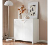 VLIVRA Aparador con 2 puertas, armario auxiliar versátil, armario de pie, dimensiones: 80 x 40 x 80 cm, color crema y blanco