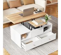 VLIVRA Mesa baja regulable plegable con 4 cajones, color blanco
