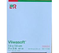 VLIWASOFT - Compresa ranurada, 7,5 x 7,5 cm, estéril, 4 capas, 50 x 2 unidades