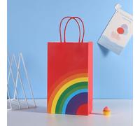 Vllcsla 20 piezas Bolsas de Papel para Fiestas con Asa Arco Iris Bolsa de Regalo 13x22x8 CM Rosa/Rojo/Azul/Amarillo 4 Colores Bolsa Papel Regalo Bolsa Papel Kraft Reutilizables para Fiesta