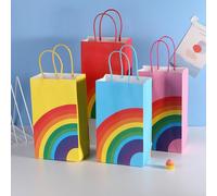 Vllcsla 20 piezas Bolsas de Papel para Fiestas con Asa Arco Iris Bolsa de Regalo 13x22x8 CM Rosa/Rojo/Azul/Amarillo 4 Colores Bolsa Papel Regalo Bolsa Papel Kraft Reutilizables para Fiesta