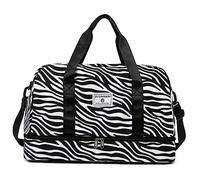 Vllcsla Bolsa de Gimnasio Mujer 42.43L, con Compartimento de Zapatos y Bolsillo Húmedo, Bolsa Weekend Mujer Duffel Bolso Deportivo, Bolsas Viaje Fin de Semana Equipaje de Mano, Blanco Negro