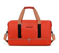 Vllcsla Bolsa Deporte Gimnasia Hombre 32.2 L, con Zapatos Compartimento y Bolsillo Mojado, Impermeable Bolsa Fin de Semana Hombre, Bolsas Lona de Viaje Deportiva, Weekend Duffel, Naranja
