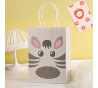 Vllcsla Bolsa Papel 20 piezas Bolsas de Papel Kraft León/Elefante/Tigre/Jirafa/Cebra con Asa para Fiesta de Niños, Bolsas Regalo Niños Lindo Animal Bolsas de Transporte para Regalos