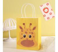 Vllcsla Bolsa Papel 20 piezas Bolsas de Papel Kraft León/Elefante/Tigre/Jirafa/Cebra con Asa para Fiesta de Niños, Bolsas Regalo Niños Lindo Animal Bolsas de Transporte para Regalos