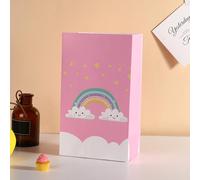 Vllcsla Bolsas de Papel Sin Asa 50 piezas Blanco Bolsas de Papel Kraft para Regalos, Alimentos y Dulces - 13x22x8 CM Bolsas de Fiesta de Papel Mediano Rayas Verticales/Arco Iris/Color Degradado