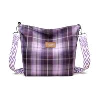 Vllcsla Bolsos Bandolera para Mujeres Bolsos de Hombro Medianos, 9.4" x 10.2" x 4.3", 1 Compartimento Principal para Más Espacio, Bolso de Mano a Cuadros para Damas, Ligero, Correa Ajustable, Morado