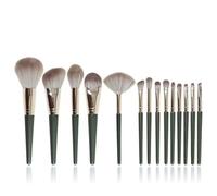 Vllcsla Juego de Brocha de Maquillaje 14 piezas Premium, con Bolsa de Almacenamiento, Verde Oscuro, 14 piezas Juego de Brochas de Maquillaje de Fundación Polvo Sonrojarse Mezcla Sombra de Ojos