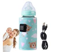 Vllold Calentador de botellas portátil | Calentador de leche USB ajustable de 3 temperaturas, calentadores de leche materna ligeros, funda protectora para exteriores