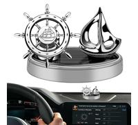 Vllold Difusor de aceite giratorio solar automático para coche, difusor de aceite de barco giratorio solar, decoración de salpicadero, adornos de control central interior para coche