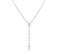 VLNET Amen - Collar rosario clásico de plata 925 con cristales azules y pardo. Colección Rosari de Amen. Longitud 48 + 2 cm. Unisex, Talla única, Plata esterlina, No es una piedra preciosa