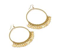 Vlnet Pendientes aro aro hoops con estrellas de latón reciclado. Diámetro 5,5 cm aprox. Níquel testado. Elaboración artesanal., Talla única, Latón, Sin piedra preciosa