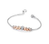 VLNET | Pulsera con ángel y corazones de plata blanca, rosada y circonitas blancas| Ángeles de Roberto Giannotti