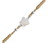 VLNET® | Pulsera con cordón ajustable beige y dorado | Ángel y letra de plata | El alfabeto de los ángeles | Roberto Giannotti (L)