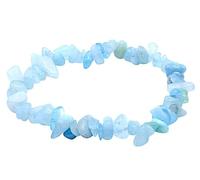 VLNET ® | Pulsera elástica con piedra natural aguamarina | Propiedades: portador de alegría y creatividad | Talla única medida ajustable | Unisex