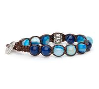 VLNET Pulsera original tibetana con rueda de oración en plata y piedras naturales, unisex, talla única, bendecido por los monjes tibetanos., Talla única, Algodón, No es una piedra preciosa