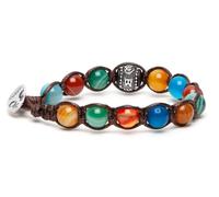 VLNET | Pulsera original tibetana con rueda de oración | Plata y piedras naturales | Unisex talla única | Hecho a mano y bendecido por los monjes tibetanos, Talla única, Algodón, No es una piedra