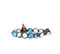 VLNET Pulsera tibetana original con piedra natural Blue Ice Jadeite. Unisex - Medida ajustable. Bendecido por los monjes tibetanos.