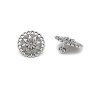Vlnet Vestopazo - Pendientes de tuerca, chapados en plata, hechos a mano y con pruebas de níquel, flor 3D, flor y estrella y microhilos., Talla única, Acero aleado, Sin piedra preciosa