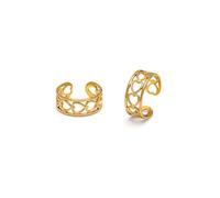 VLNET | Vestopazzo anillo banda corazones | diseño calado, motif, bold | acero chapado en oro | elaboración artesanal | talla única talla ajustable, Acero, Sin gemas.