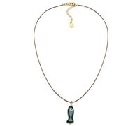 VLNET® | Vestopazzo collar de cadena o hilo con pececillo de cerámica | Colgante en forma de pez | latón reciclado níquel tested | elaboración artesanal (PESCE SARDINA CON ALLA)