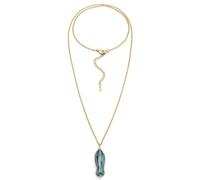 VLNET® | Vestopazzo collar de cadena o hilo con pececillo de cerámica | Colgante en forma de pez | latón reciclado níquel tested | elaboración artesanal (rayas turquesas con cadena)