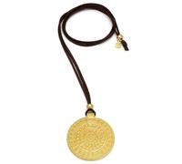 VLNET | VESTOPAZZO Collar hilo colgante de latón reciclado con placa de diseño | Ajustable | Longitud 45 cm | Elaboración artesanal | +búho de la suerte de regalo