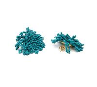 VLNET ® | Vestopazzo Pendientes anémona | turquesa, coral y pescado | Pendientes de lóbulo | Níquel testado | Latón y cerámica de colores, Taglia unica, Latón, Sin gemas.