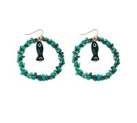 VLNET® | Vestopazzo pendientes aro turquesa con sardina | Colección Coral | Cerámica, vidrio, latón artesanía | Níquel testado