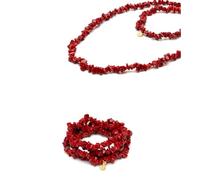VLNET® | Vestopazzo Pulsera-Collar Elástico Turquesa Y Coral Longitud 38 Cm Latón Vidrio Cerámica Artesanía Colección Coral