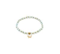 VLNET® | Vestopazzo pulsera elástica con perlas y rectángulos de nácar y acero 316L | colgante estrella, mariposa, concha, pez y corazón | Idea regalo, Taglia Unica, Plata de ley, Sin gemas.