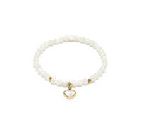 VLNET® | Vestopazzo pulsera elástica con perlas y rectángulos de nácar y acero 316L | colgante estrella, mariposa, concha, pez y corazón | Idea regalo, Taglia Unica, Plata de ley, Sin gemas.