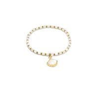VLNET® | Vestopazzo pulsera elástica con perlas y rectángulos de nácar y acero 316L | colgante estrella, mariposa, concha, pez y corazón | Idea regalo, Taglia Unica, Plata de ley, Sin gemas.
