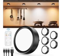 Vloee Foco LED Recargable USB para Interior, 2400mAh Luces Armario con Mando a Distancia Luz Vitrina LED Sin Cable Luz Cocina Bajo Mueble Adhesivo Lampara con Pulsador a Pilas Lampara de Pared Tactil